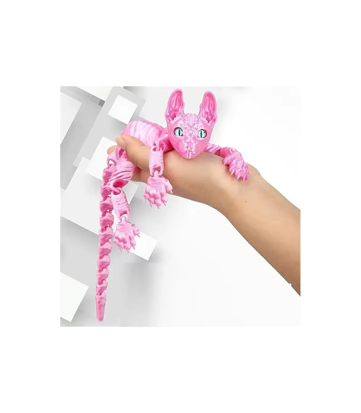 [19cm 4pcs] Jouet Animal chat Sphynx imprimé en 3D, Figurine réaliste sans poils, jouet articul