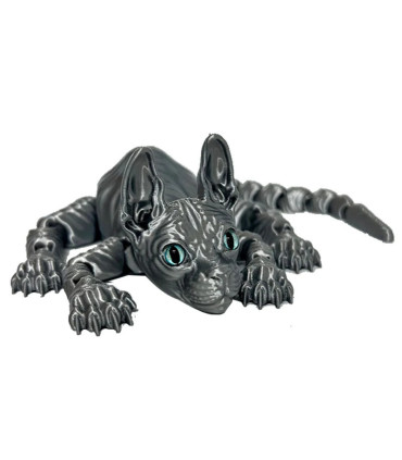 [28cm silvery] Jouet Animal chat Sphynx imprimé en 3D, Figurine réaliste sans poils, jouet arti