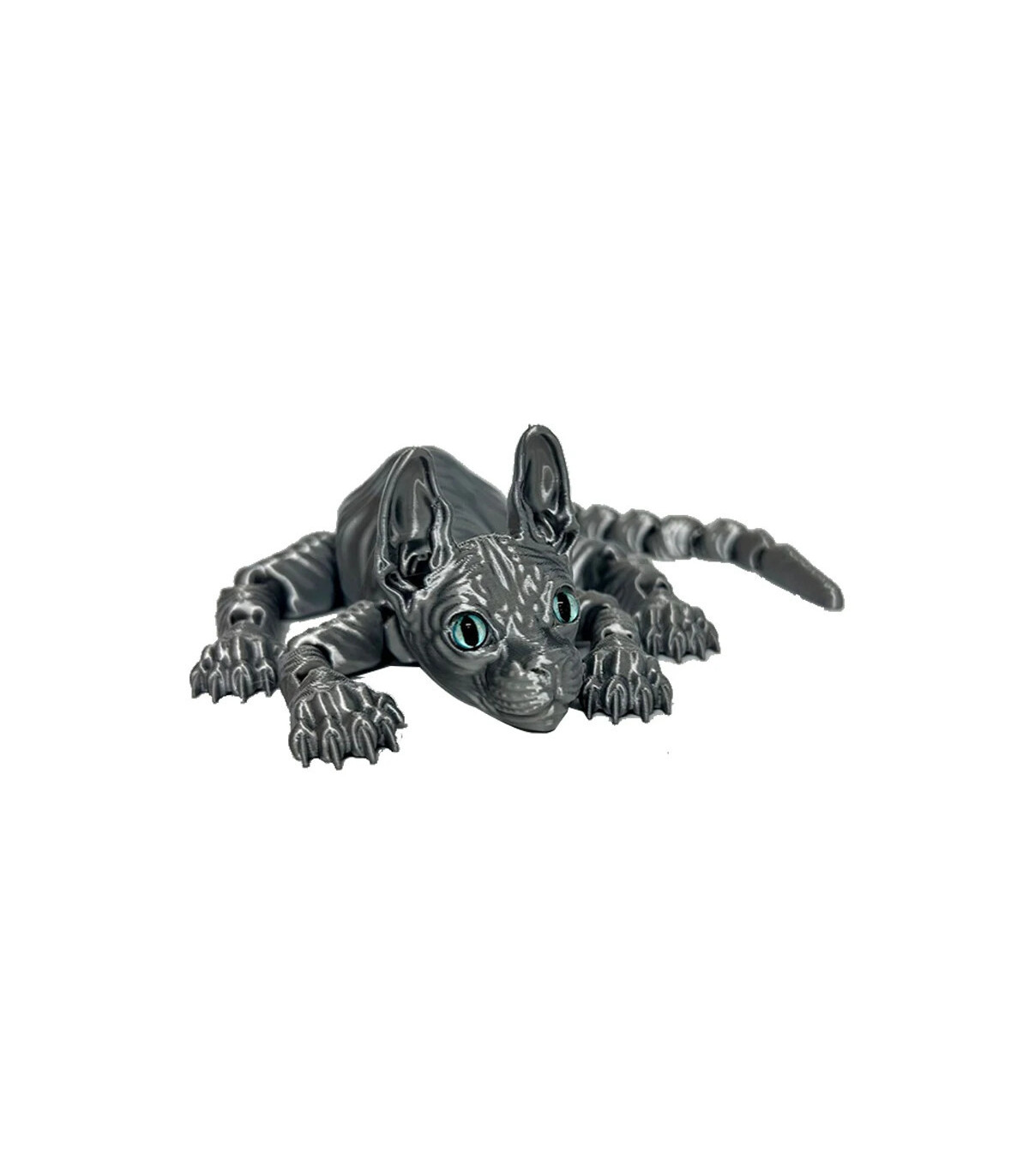 [28cm silvery] Jouet Animal chat Sphynx imprimé en 3D, Figurine réaliste sans poils, jouet arti