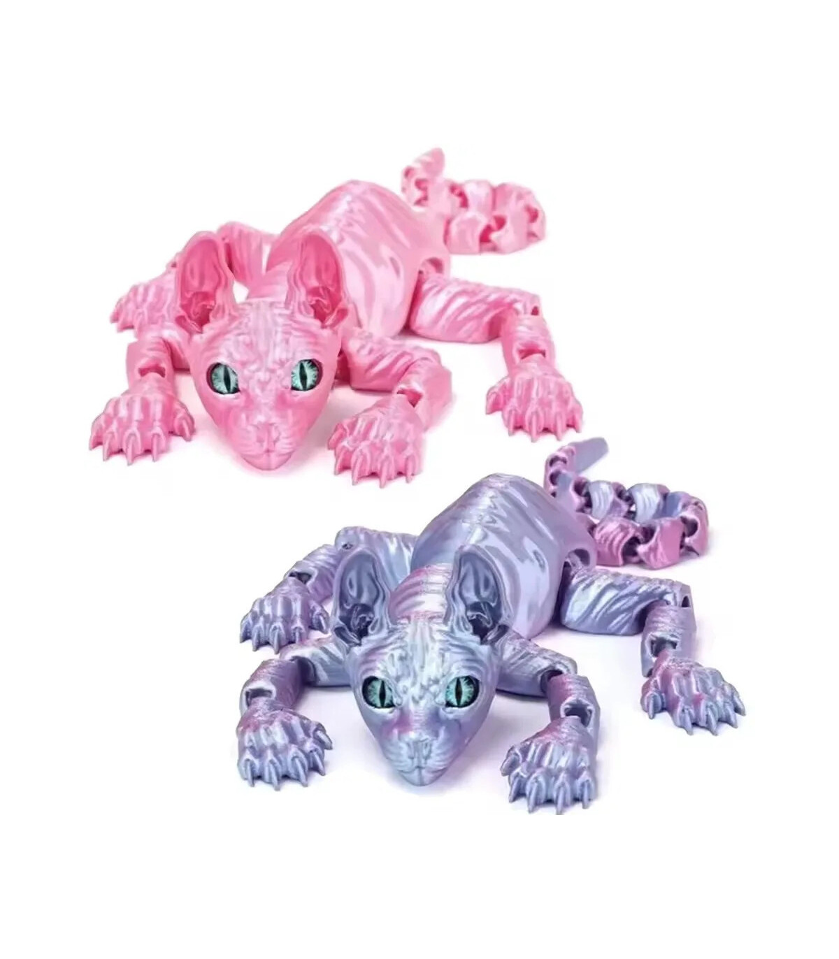 [28cm silvery] Jouet Animal chat Sphynx imprimé en 3D, Figurine réaliste sans poils, jouet arti