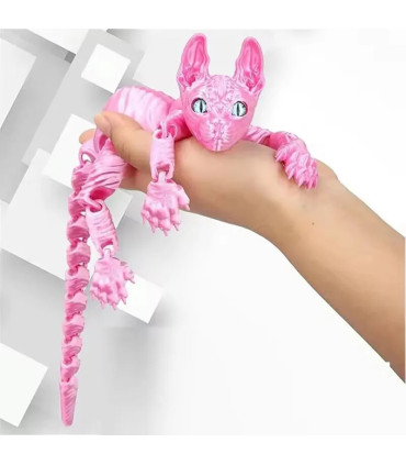 [28cm silvery] Jouet Animal chat Sphynx imprimé en 3D, Figurine réaliste sans poils, jouet arti