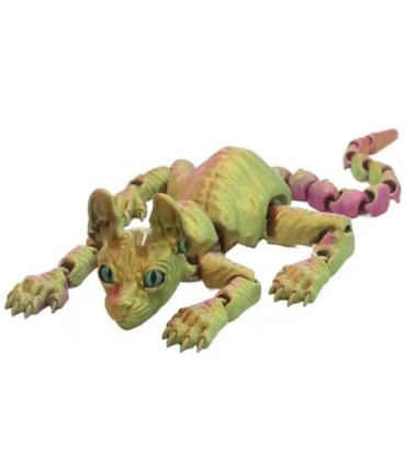 [28cm silvery] Jouet Animal chat Sphynx imprimé en 3D, Figurine réaliste sans poils, jouet arti