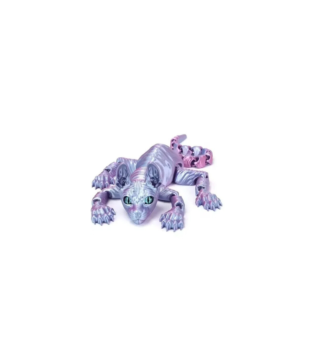 [28cm Gradient Purple] Jouet Animal chat Sphynx imprimé en 3D, Figurine réaliste sans poils, jo