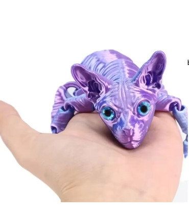 [28cm Gradient Purple] Jouet Animal chat Sphynx imprimé en 3D, Figurine réaliste sans poils, jo