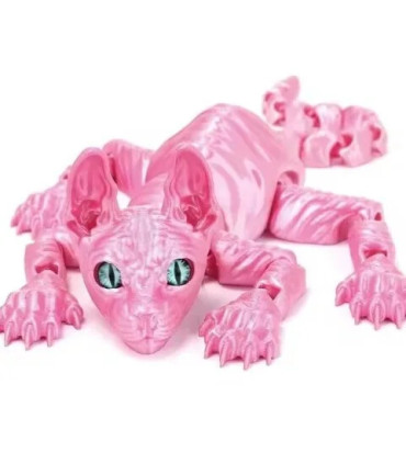[28cm pink] Jouet Animal chat Sphynx imprimé en 3D, Figurine réaliste sans poils, jouet articul