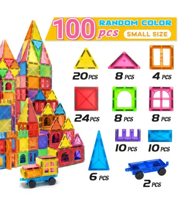 [100PCS] Blocs de construction magnétiques Montessori, 40/64/100 pièces, ensemble de jouets édu