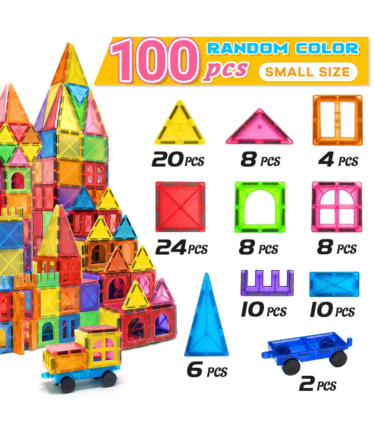 [100PCS] Blocs de construction magnétiques Montessori, 40/64/100 pièces, ensemble de jouets édu