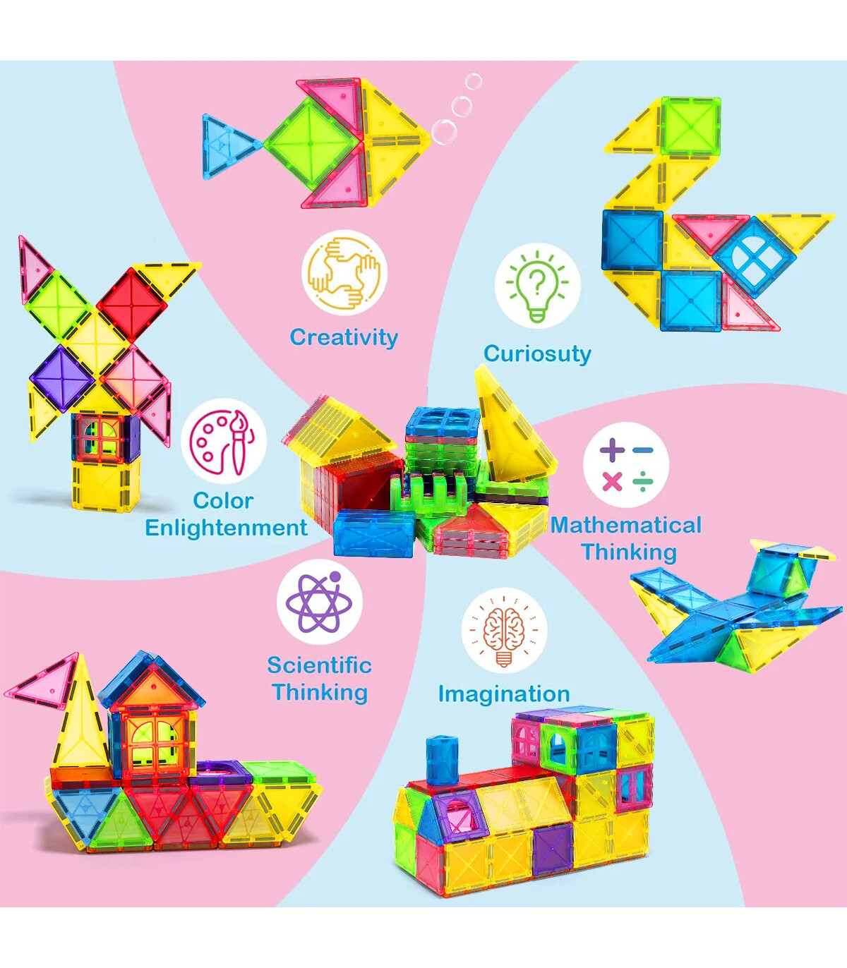 [100PCS] Blocs de construction magnétiques Montessori, 40/64/100 pièces, ensemble de jouets édu