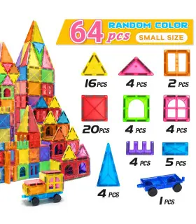 [64PCS] Blocs de construction magnétiques Montessori, 40/64/100 pièces, ensemble de jouets éduc