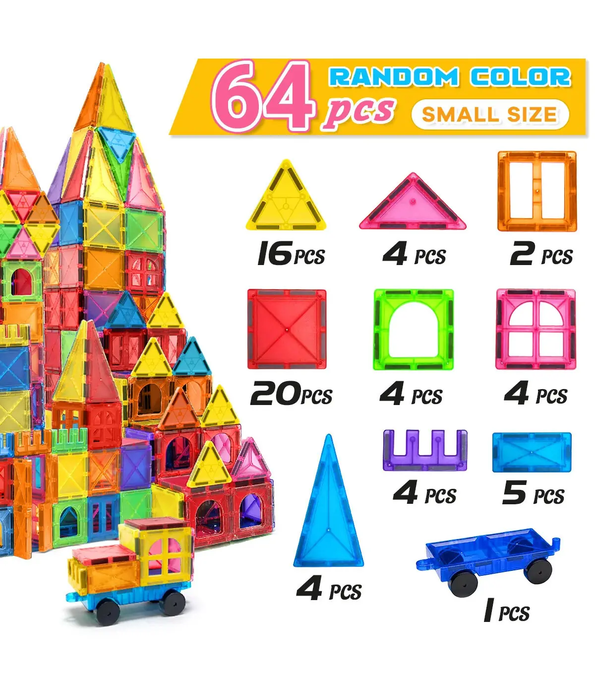 [64PCS] Blocs de construction magnétiques Montessori, 40/64/100 pièces, ensemble de jouets éduc