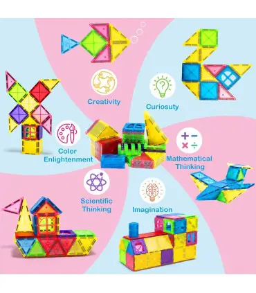 [64PCS] Blocs de construction magnétiques Montessori, 40/64/100 pièces, ensemble de jouets éduc