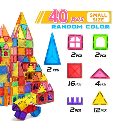 [40PCS] Blocs de construction magnétiques Montessori, 40/64/100 pièces, ensemble de jouets éduc