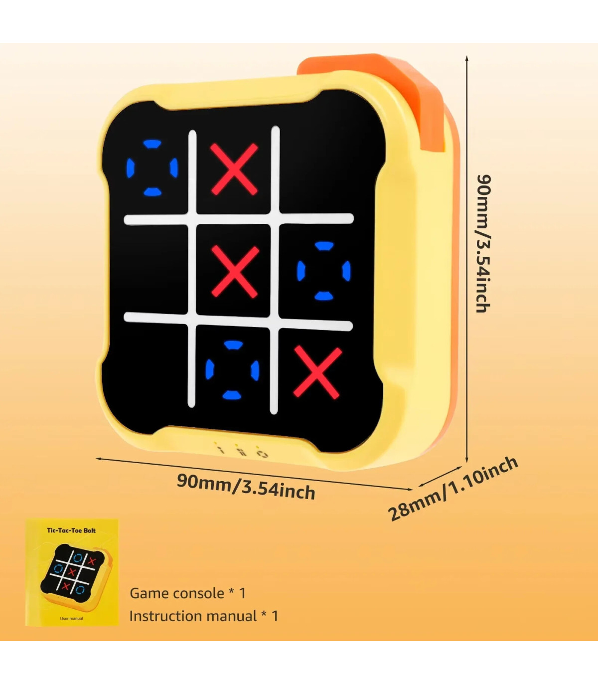[Yellow 1PCS] Jeu électronique TIC-TAC-TOE 3 en 1, consoles de jeux d\'échecs à boulons, jouets 