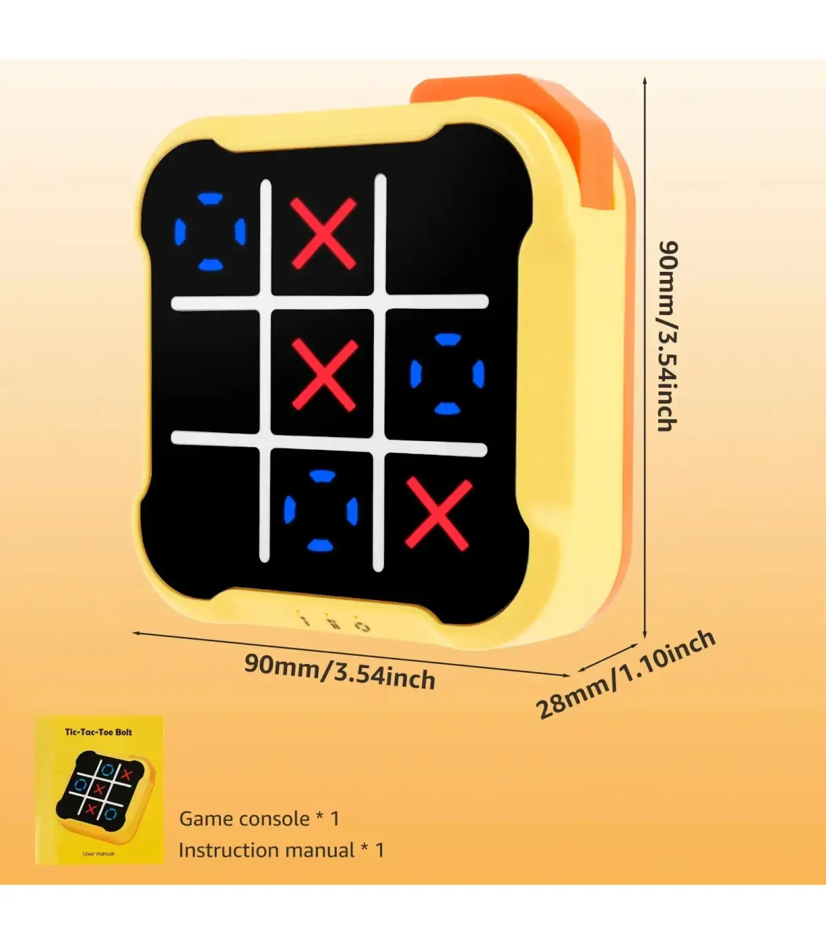 [Yellow 1PCS] Jeu électronique TIC-TAC-TOE 3 en 1, consoles de jeux d\'échecs à boulons, jouets 