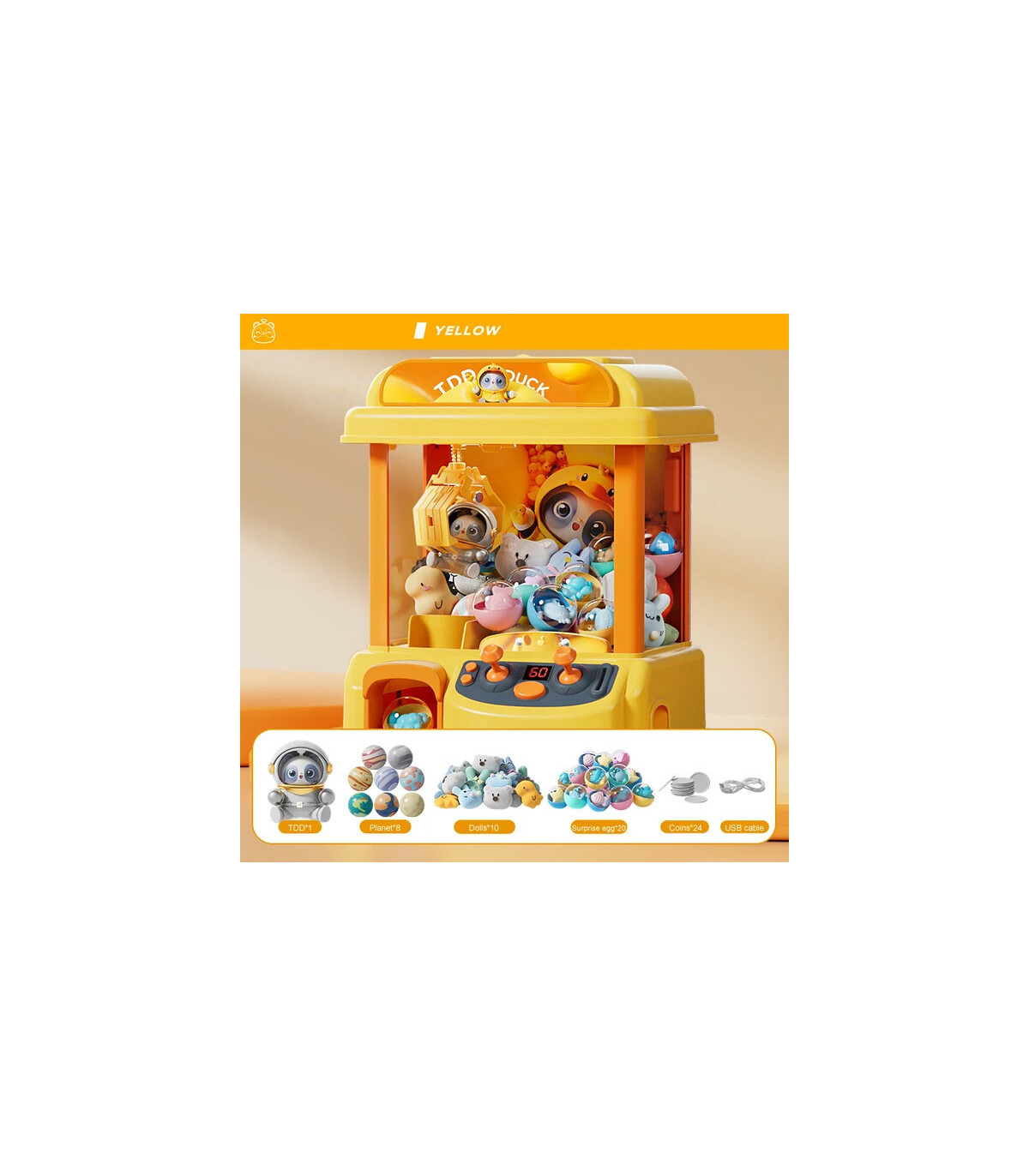 [Yellow] Machine à beurre à griffes bricolage pour enfants, jeu à pièces, pince à beurre, jouet