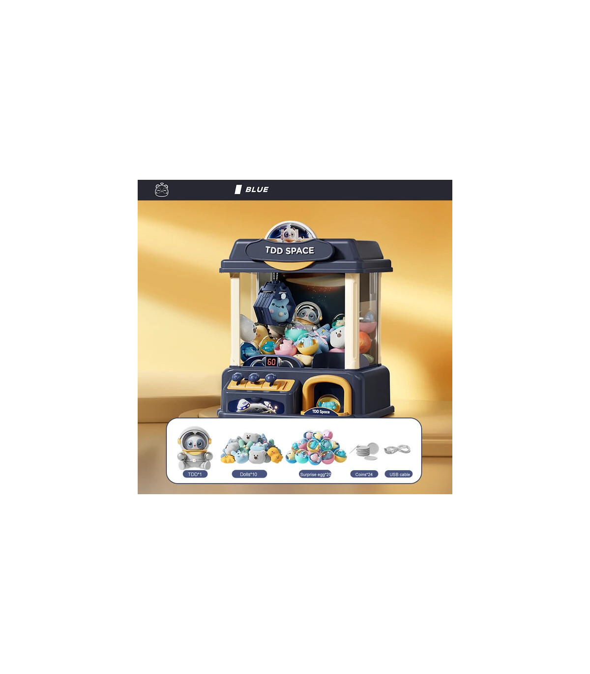 [Blue] Machine à beurre à griffes bricolage pour enfants, jeu à pièces, pince à beurre, jouets 