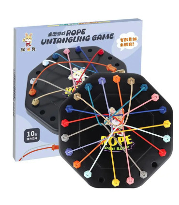 [Black] Puzzle de nœuds de corde, jeu de société Social, tri de ligne de couleur, défi de rythm