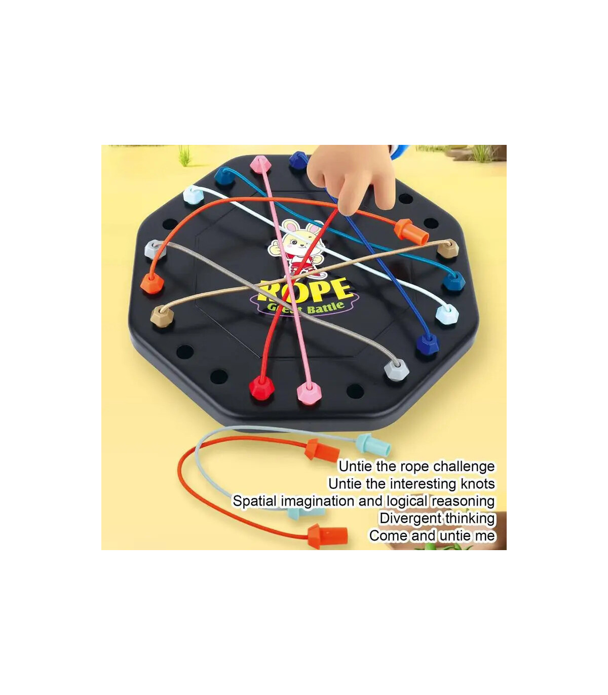 [Black] Puzzle de nœuds de corde, jeu de société Social, tri de ligne de couleur, défi de rythm