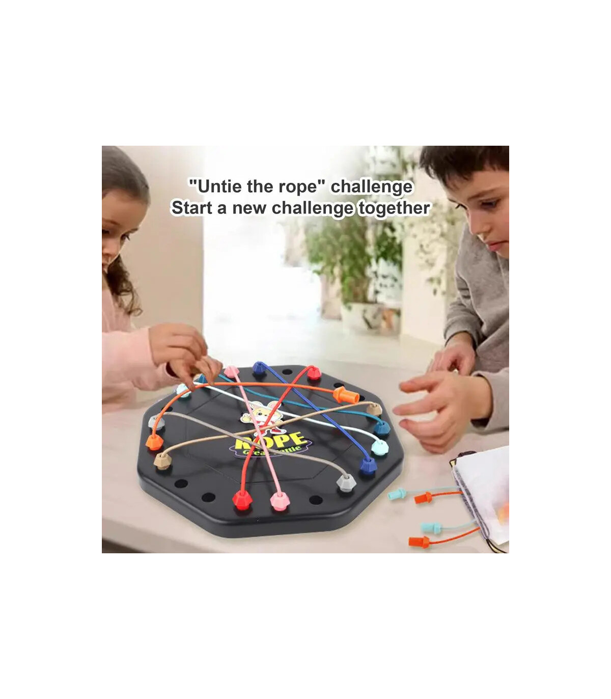 [Black] Puzzle de nœuds de corde, jeu de société Social, tri de ligne de couleur, défi de rythm