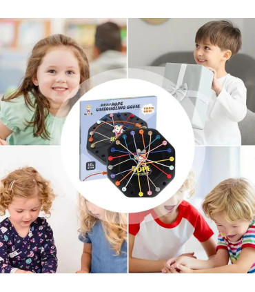 [Black] Puzzle de nœuds de corde, jeu de société Social, tri de ligne de couleur, défi de rythm