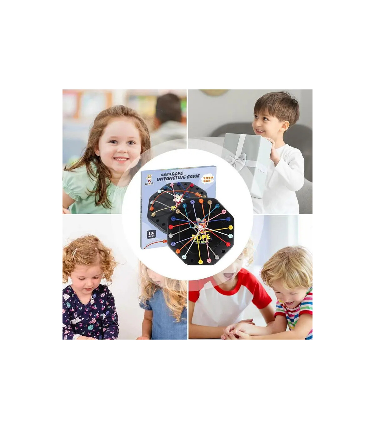 [Black] Puzzle de nœuds de corde, jeu de société Social, tri de ligne de couleur, défi de rythm