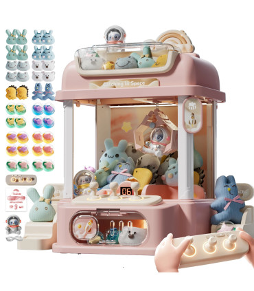 [Pink] Machine de jeu de poupée à pièces de monnaie, Mini griffes attrapées, jouets interactifs