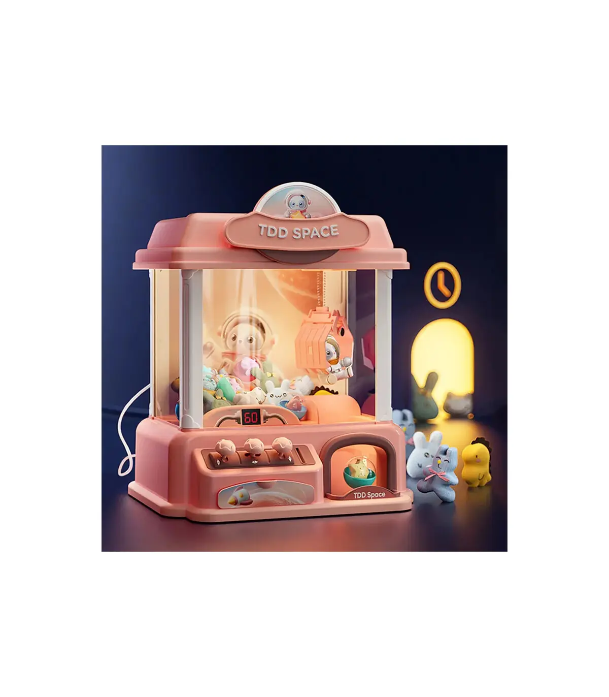 [Pink] Machine de jeu de poupée à pièces de monnaie, Mini griffes attrapées, jouets interactifs