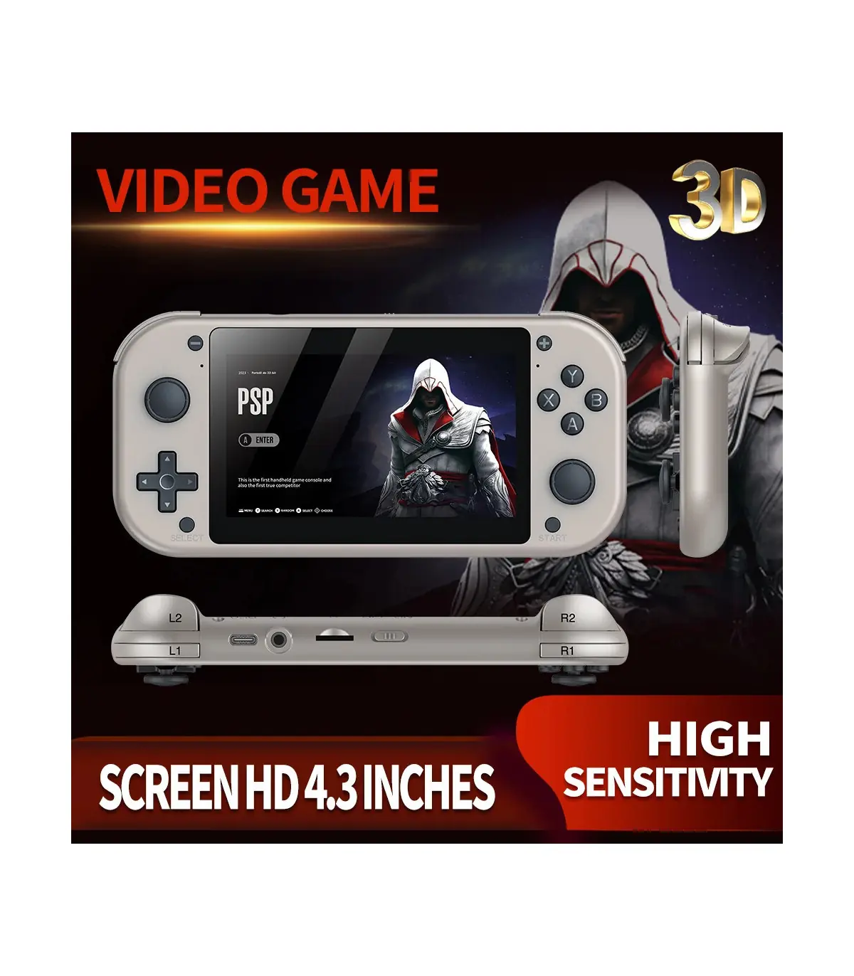 [128GB] BOYHOM M17 Console de jeu vidéo Portable rétro système Linux Open Source écran IPS 4.3 