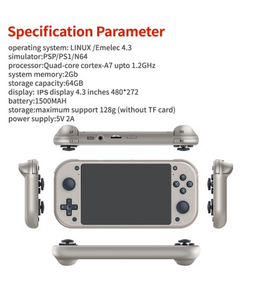 [64GB] BOYHOM M17 Console de jeu vidéo Portable rétro système Linux Open Source écran IPS 4.3 p