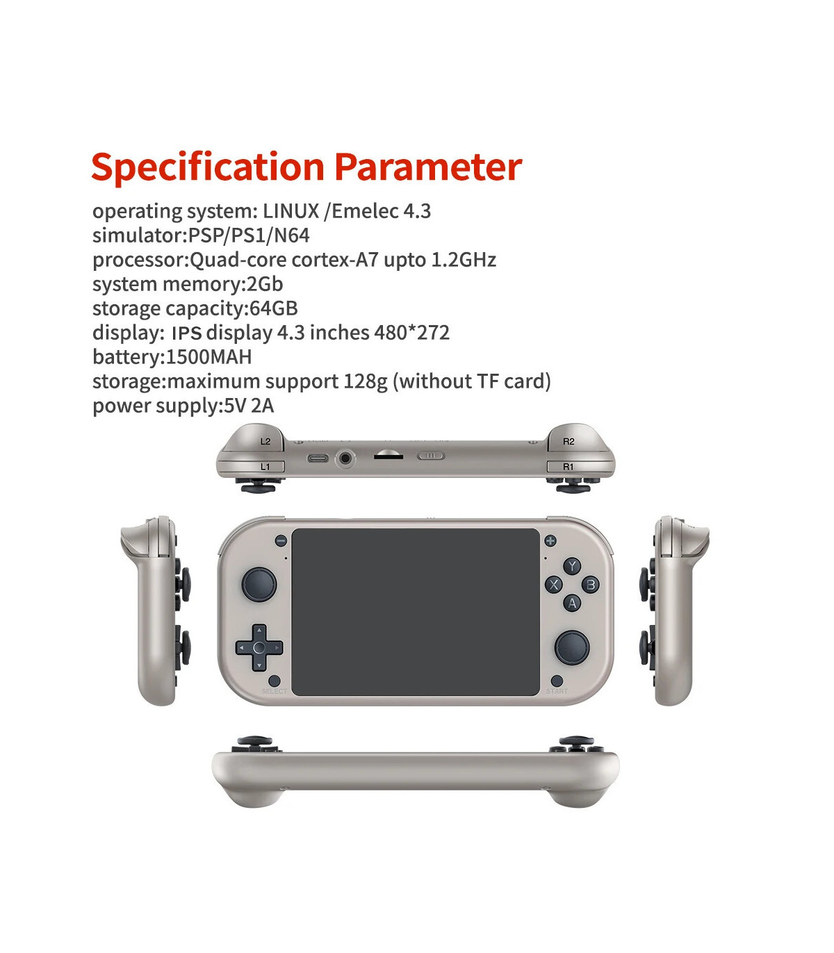 [64GB] BOYHOM M17 Console de jeu vidéo Portable rétro système Linux Open Source écran IPS 4.3 p