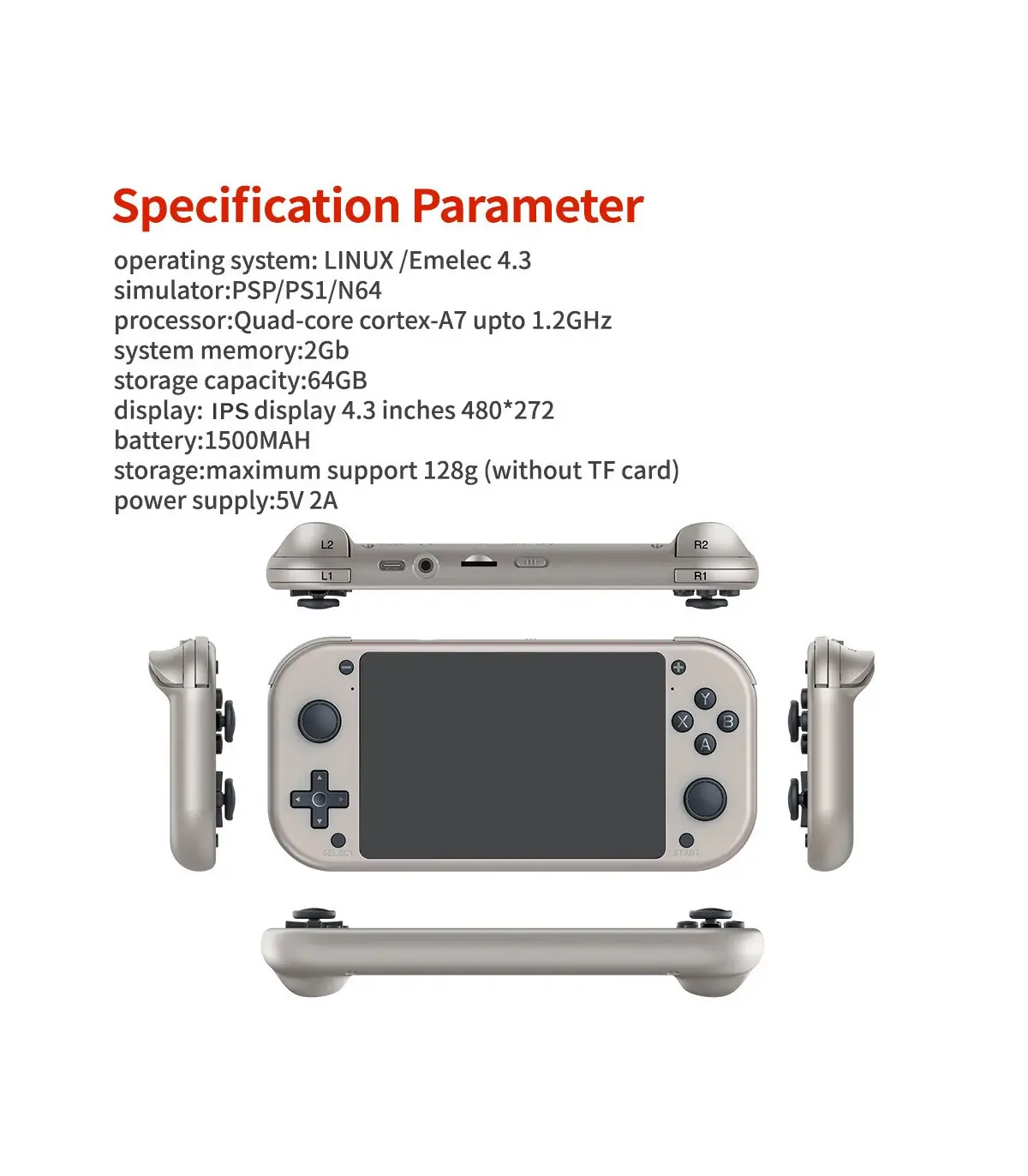 [64GB] BOYHOM M17 Console de jeu vidéo Portable rétro système Linux Open Source écran IPS 4.3 p