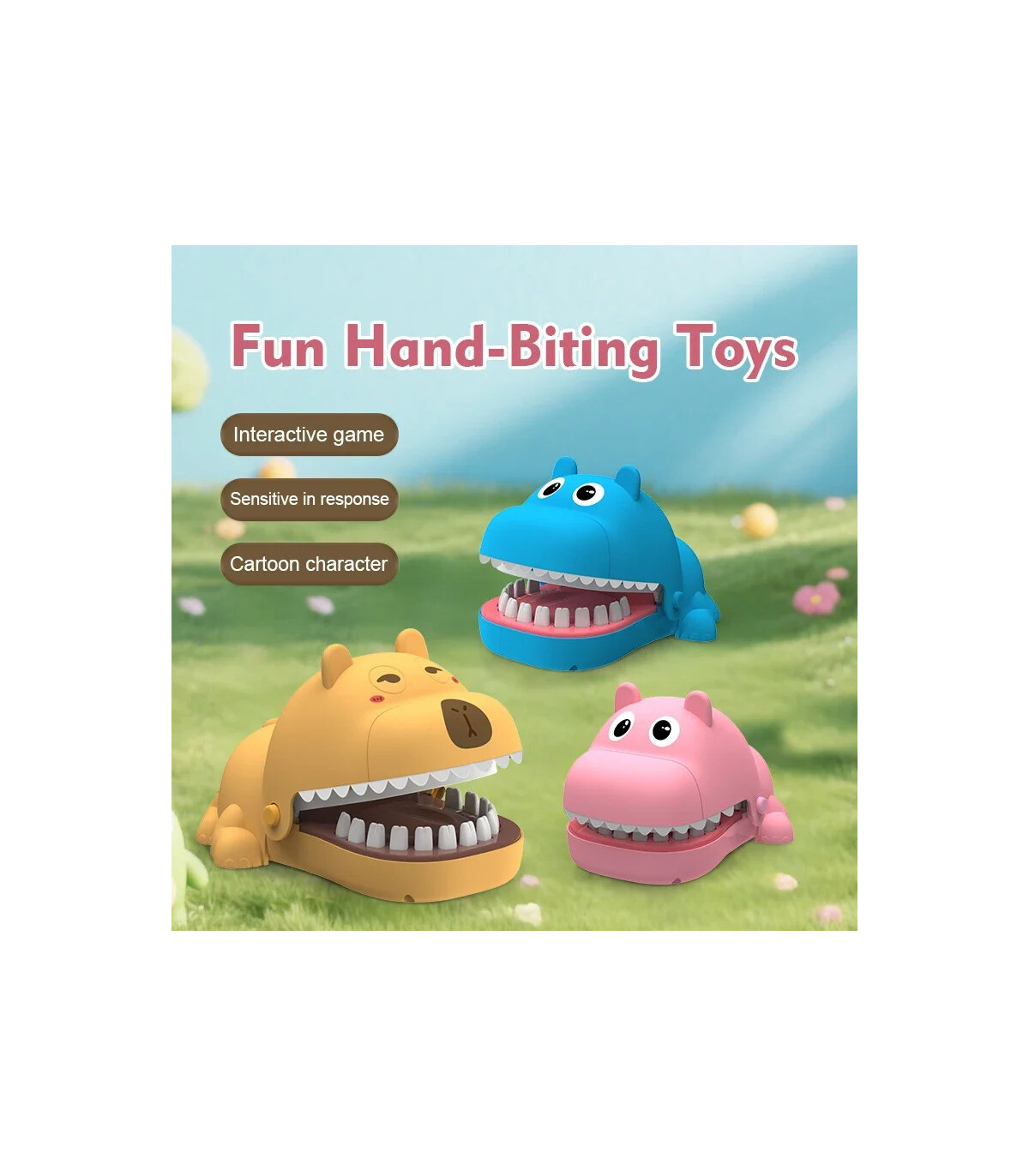 [Pink] Jouet de mordre les doigts hippopotame d\'interaction Parent-enfant, jouet puzzle pour en