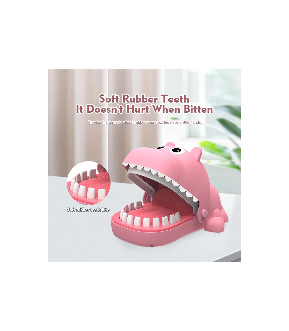 [Pink] Jouet de mordre les doigts hippopotame d\'interaction Parent-enfant, jouet puzzle pour en