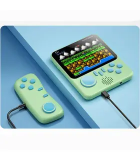 [Green With handle] Console de jeu Portable avec écran de 3.5 pouces, jouets 666 jeux intégrés,