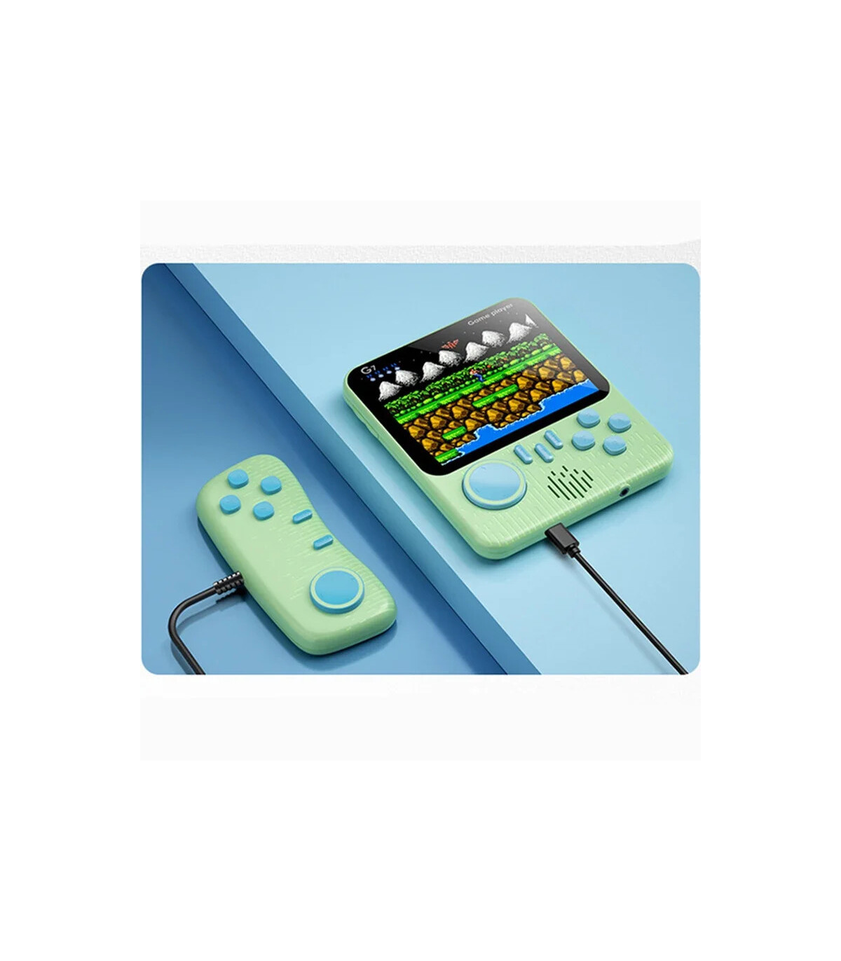 [Green With handle] Console de jeu Portable avec écran de 3.5 pouces, jouets 666 jeux intégrés,