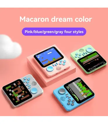 [Blue With handle] Console de jeu Portable avec écran de 3.5 pouces, jouets 666 jeux intégrés, 