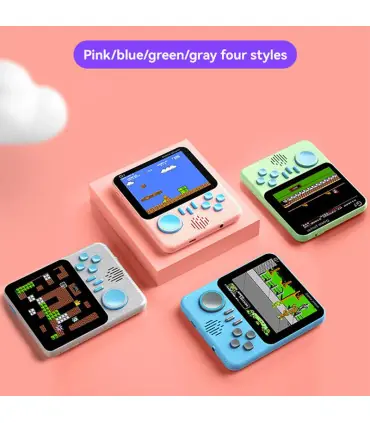 [Blue With handle] Console de jeu Portable avec écran de 3.5 pouces, jouets 666 jeux intégrés, 