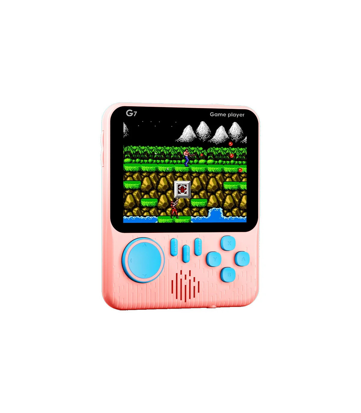 [Blue With handle] Console de jeu Portable avec écran de 3.5 pouces, jouets 666 jeux intégrés, 
