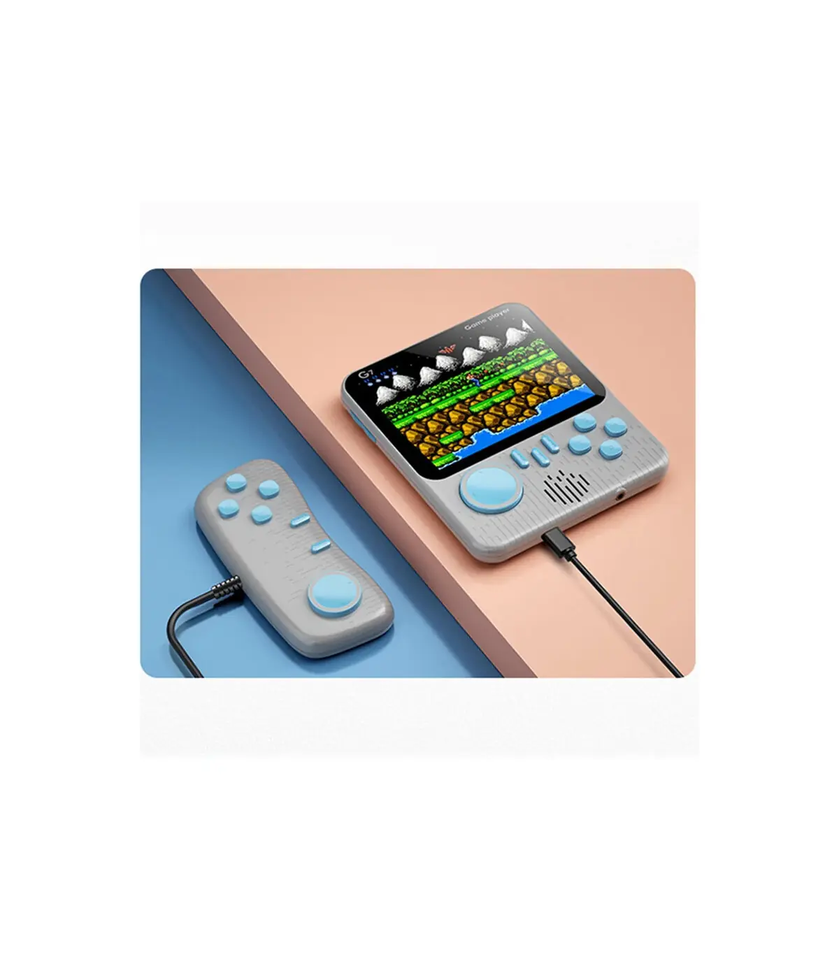 [Gray With handle] Console de jeu Portable avec écran de 3.5 pouces, jouets 666 jeux intégrés, 