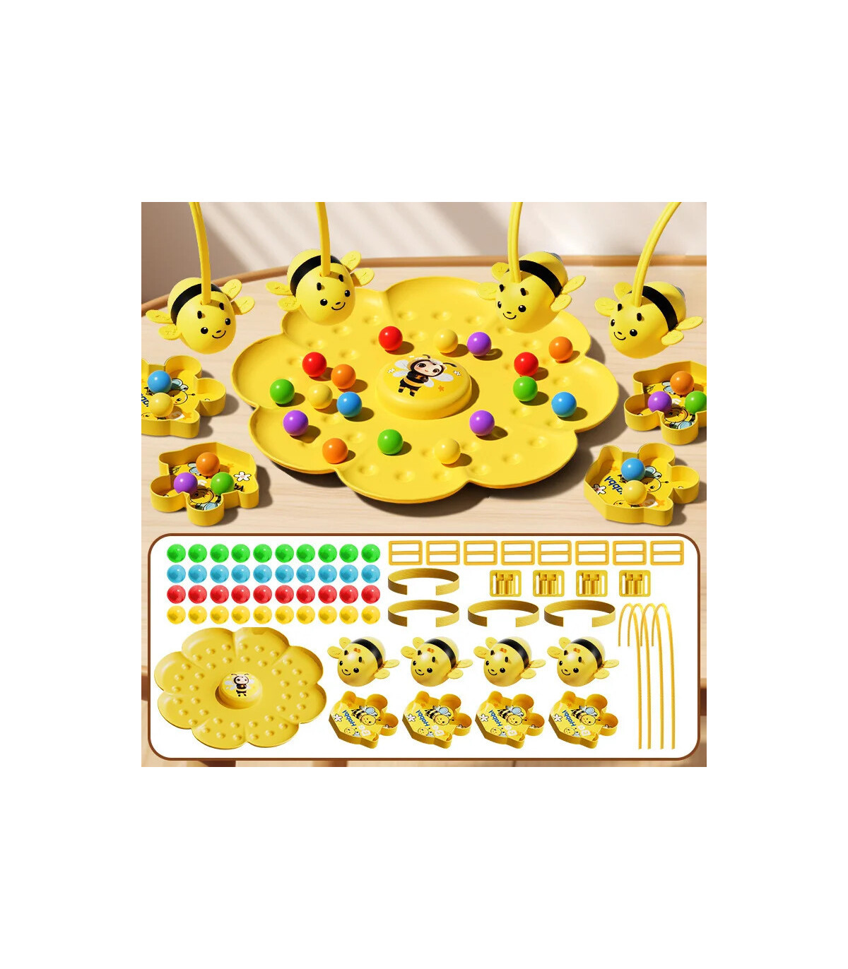 [4 Players No Box] Jouets magnétiques abeille pour enfants, jeu de société, Puzzle, jouets de p