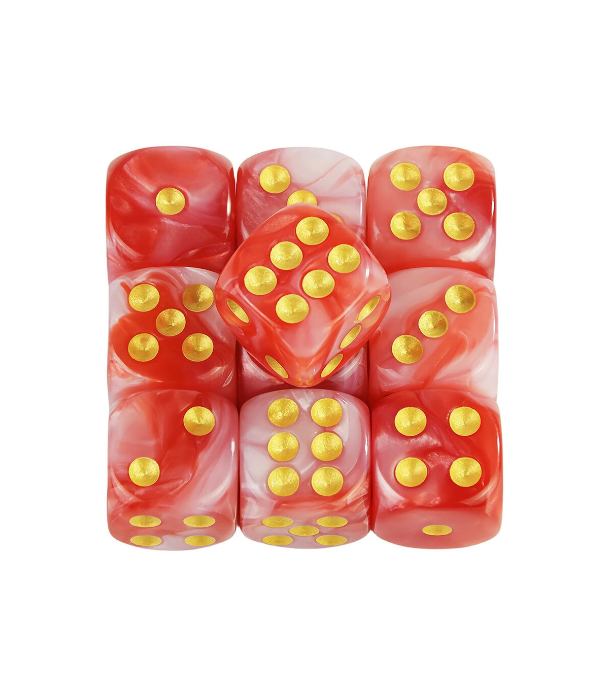 [Red white] Mélanger l\'effet de couleur 12mm D6 Double Cube jouant pour le jeu de société, le j