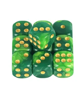 [Green w light green] Mélanger l\'effet de couleur 12mm D6 Double Cube jouant pour le jeu de soc