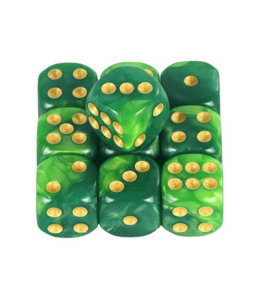 [Green w light green] Mélanger l\'effet de couleur 12mm D6 Double Cube jouant pour le jeu de soc