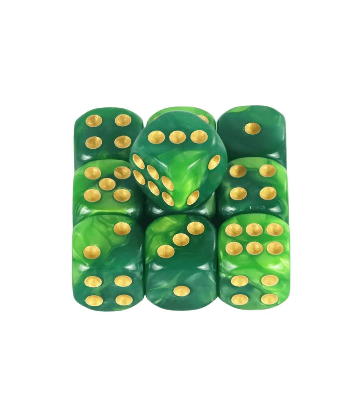 [Green w light green] Mélanger l\'effet de couleur 12mm D6 Double Cube jouant pour le jeu de soc