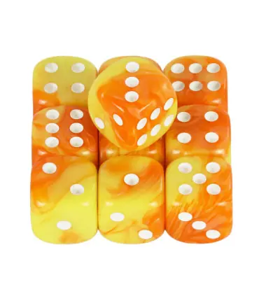 [Orange yellow] Mélanger l\'effet de couleur 12mm D6 Double Cube jouant pour le jeu de société, 