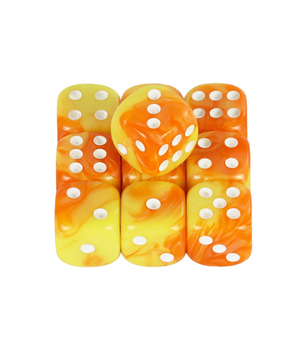 [Orange yellow] Mélanger l\'effet de couleur 12mm D6 Double Cube jouant pour le jeu de société, 