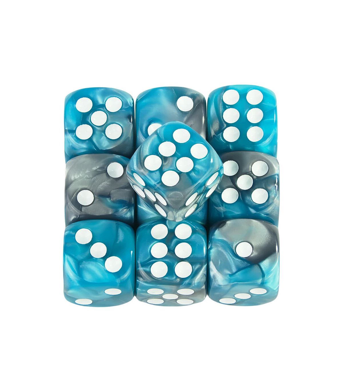 [Light blue grey] Mélanger l\'effet de couleur 12mm D6 Double Cube jouant pour le jeu de société