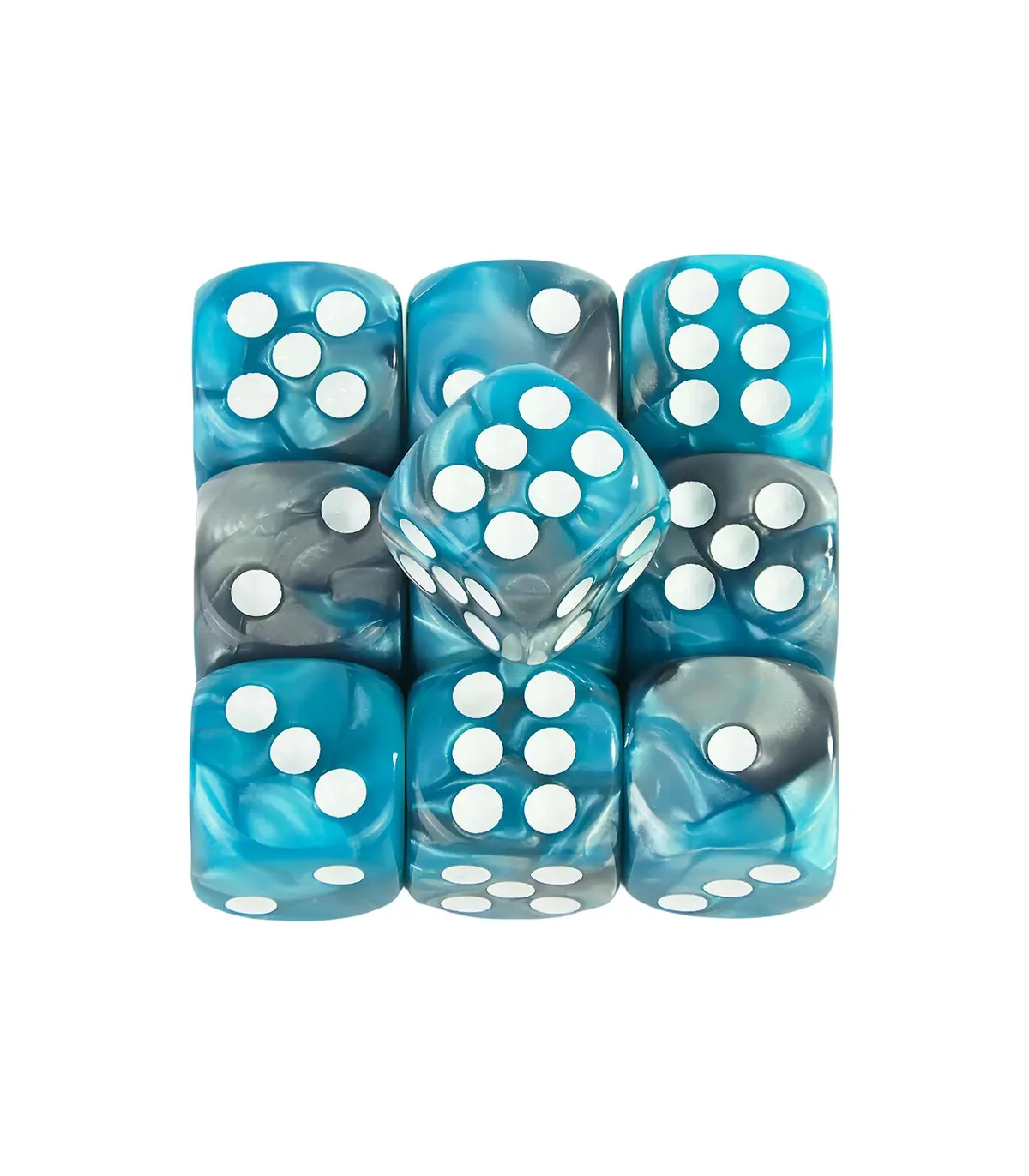 [Light blue grey] Mélanger l\'effet de couleur 12mm D6 Double Cube jouant pour le jeu de société