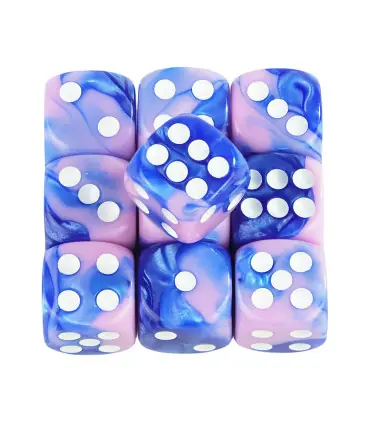 [Pink Blue] Mélanger l\'effet de couleur 12mm D6 Double Cube jouant pour le jeu de société, le j