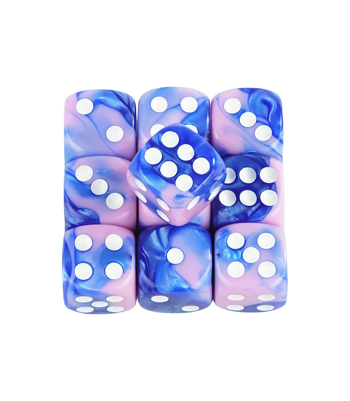 [Pink Blue] Mélanger l\'effet de couleur 12mm D6 Double Cube jouant pour le jeu de société, le j